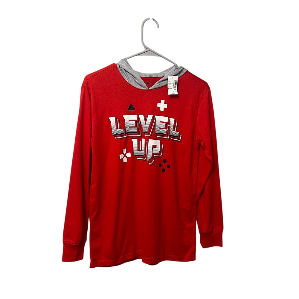 The Childrens Place Kids Boys Red Level Up Gaming Hoodie‎ XL 14 Video Games